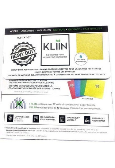 Kliin 10x Chiffon Jaune réutilisable et compostable en feuilles